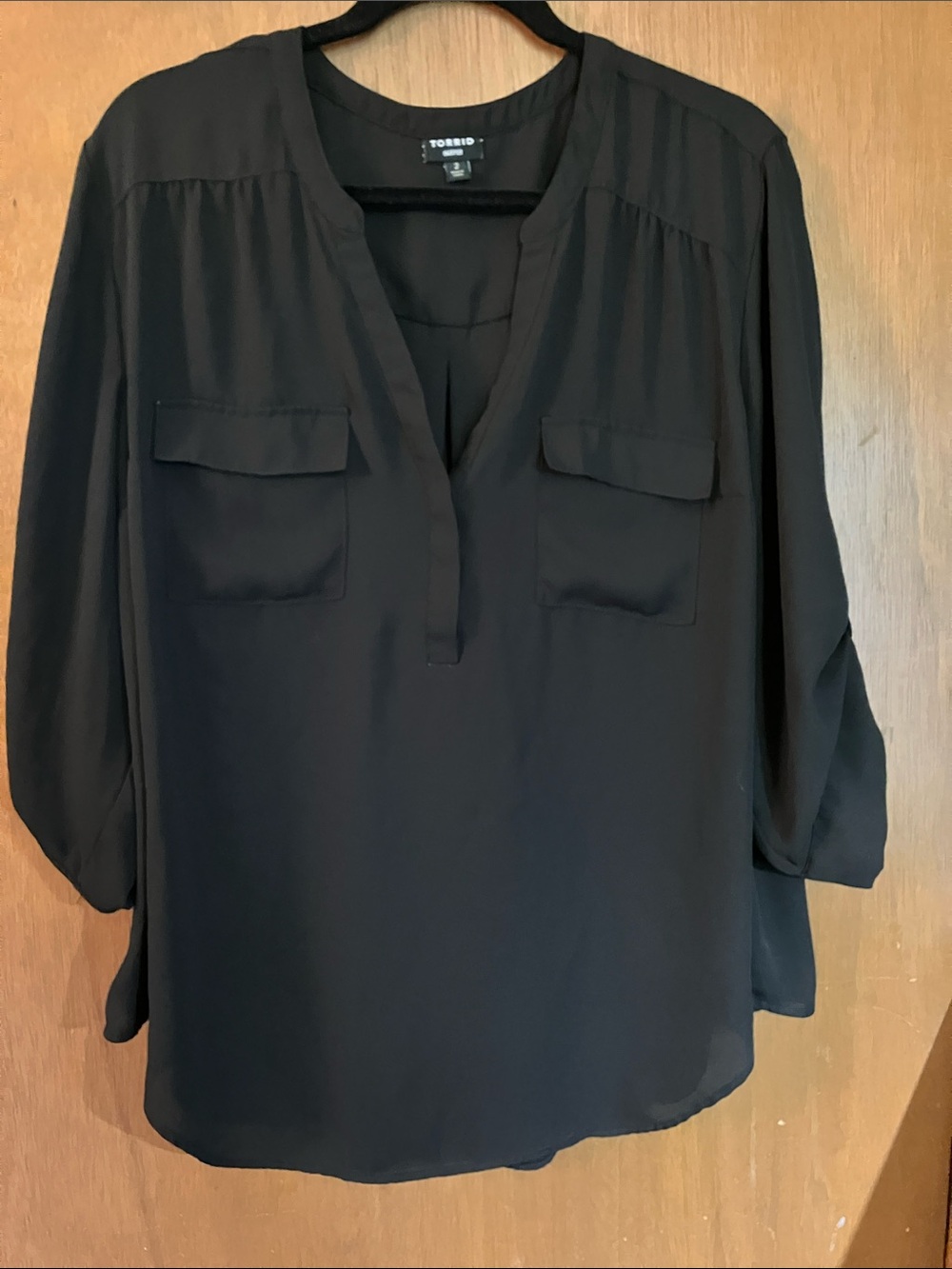 Torrid Black V-Neck Pocket Blouse